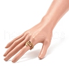 3Pcs 3 Style Natural Gemstone & Brass Beaded Finger Rings with 304 Stainless Steel Heart Charms for Women RJEW-JR00470-3