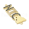 Brass Clear & Blue Cubic Zirconia Word NICE Connector Charms KK-K293-33G-2
