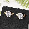 Bat Brass Micro Pave Clear Cubic Zirconia Stud Earrings for Women EJEW-G428-14G-2