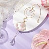 Wire Wrapped Natural Rose Quartz Chips Rhombus Hanging Ornaments HJEW-TA00298-2