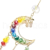 Glass Beads Wire Wrapped Brass Moon Hanging Ornaments HJEW-TA00212-4