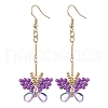 Handmade Glass Seed Beads Butterfly Dangle Earrings EJEW-MZ00445-3