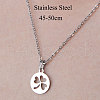 201 Stainless Steel Hollow Clover Pendant Necklace NJEW-OY001-20-3