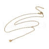 304 Stainless Steel Round Ball Y Tassel Necklaces NJEW-D322-01G-2