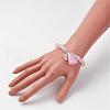 Natural Rose Quartz Beads Stretch Bracelets BJEW-JB02812-02-5