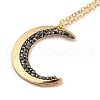 Alloy Crescent Moon Pendant Necklaces with Ore Chips PW23031648300-2