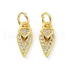 Brass Micro Pave Clear Cubic Zirconia Pointed Charms KK-E068-VF075-2