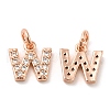 Brass Micro Pave Grade AAA Cubic Zirconia Charms ZIRC-P067-11RG-W-NR-2