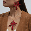 Flower Alloy Enamel Pendant Necklaces & Stud Earrings Sets FS-WG606EA-01-2