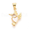 Brass Micro Pave Clear Cubic Zirconia Pendants KK-N268-07G-1
