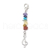 Chakra Natural Citrine & Red Jasper & Tiger Eye & Green Aventurine & Lapis Lazuli & Amethyst & Synthetic Turquoise Chip Pendant Decorations HJEW-JM03359-4