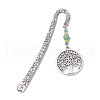 Natural Malaysia Jade & Green Aventurine Beaded Pendant Bookmarks with Alloy Tree of Life AJEW-JK00255-04-1