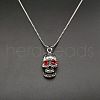 Alloy Ruby Rhinestone Pendant 667 Stainless Steel Chain Necklaces FS-WG7010E-04-1