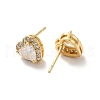 Clear Cubic Zirconia Heart Stud Earrings EJEW-K093-21G-2