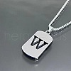 Rectangle with Laser Cut Letter 201 Stainless Steel Initial Pendant Necklaces WGA5E8C-23-1