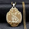 304 Stainless Steel Saint Saint Michael The Archangel Pendant Necklaces for Women NJEW-M105-02G-1