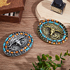 ANATTASOUL 2Pcs 2 Colros Ox Head Alloy Belt Buckle for Men with Wood Bead FIND-AN0001-01-7