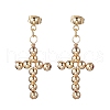 3 Pairs 3 Colors Brass Beaded Cross Dangle Stud Earrings EJEW-JE06479-4