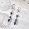 Copper Wire Wrapped Natural Lapis Lazuli Pointed Bullet Pendant Decorations HJEW-JM03104-04-2