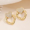 Brass Micro Pave Clear Cubic Zirconia Stud Earrings EJEW-M097-01A-G-1
