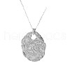 Stainless Steel Textured Oval Pendant Necklaces for Women WH5645-1-1