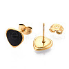 Heart 304 Stainless Steel Enamel Stud Earrings EJEW-T047-18G-A-2