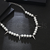 Conical Pearl Bib Necklace Stainless Steel Curb Chain Necklaces for Men and Women  UK1086-1
