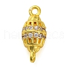 Brass Micro Pave Clear Cubic Zirconia Hollow Oval Connector Charms KK-A230-05A-G-1
