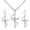 Cross Alloy Crystal Rhinestone Pendant Necklace & Dangle Earrings Sets for Women WG08149-03-3