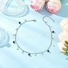 Natural Black Agate(Dyed & Heated) & Natural Pearl & 304 Stainless Steel Heart Tassel Curb Chain Necklaces NJEW-JN05342-1
