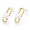 Natural Pearl Stud Earrings Micro Pave Cubic Zirconia PEAR-N022-B02-3