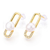 Mother's Day Jewellery Natural Pearl Stud Earrings Micro Pave Cubic Zirconia PEAR-N022-B02-3