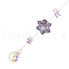 Glass Flower Hanging Suncatchers HJEW-P018-E01-2