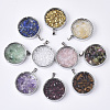 Dyed/Electroplate Natural Gemstone or Rhinestone Pendants G-R463-03-1