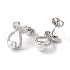 Bowknot Brass Micro Pave Clear Cubic Zirconia Stud Earrings EJEW-A110-06P-3