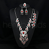 Teardrop Alloy with Resin Pendant Necklace & Stud Dangle Earring & Link Bracelet & Ring FS-WGB1F06-01-1