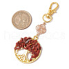 Natural Red Jasper Chips Beads & Alloy Tree of Life Pendant Decorations HJEW-JM03129-07-3