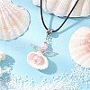 Clam Shell Pendant Necklaces NJEW-MZ00111-01-1