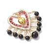 Natural Black Onyx(Dyed & Heated) & Glass Seed Beads Pendants PALLOY-MZ00444-03-3