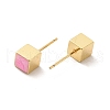 Enamel Cube Stud Earrings EJEW-P210-02G-03-2