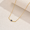 925 Sterling Silver Pave Blue Cubic Zirconia Curved Stick Link Chain Necklaces for Women Summer Casual Gift ED3912-2