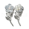 Black Lip Shell Flower Alloy Brooch JEWB-Z019-01C-1