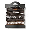 6Pcs 6 Style Adjustable Braided Imitation Leather Cord Bracelet Set with Waxed Cord for Men BJEW-F458-05-6