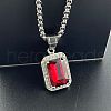 Punk Hip Hop Stainless Steel Rhinestone Pendant Necklaces FP6079-2