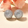 Half Round Brass Micro Pave Clear Cubic Zirconia Stud Earrings X-EJEW-C126-05P-1