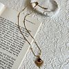 304 Stainless Steel Pave Natural Tiger Eye Pendant Necklaces FS-WG29919-03-1