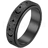 201 Stainless Steel Moon and Star Rotatable Finger Ring MOST-PW0001-005C-02-1