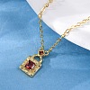 925 Sterling Silver Pave Orange Red Cubic Zirconia Handbag Pendant Necklaces for Women NJEW-D316-01G-3