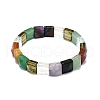 Natural Gemstone Rectangle Beaded Stretch Bracelet for Women BJEW-E379-06A-2