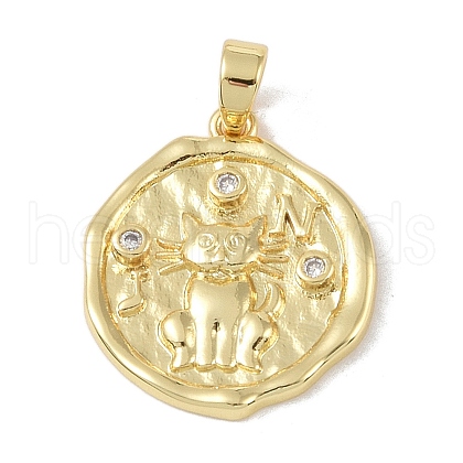 Brass Micro Pave Clear Cubic Zirconia Pendants KK-P273-15C-G-1